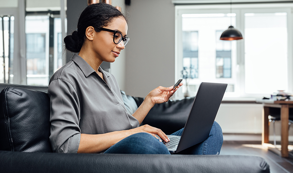 Black woman shopping online