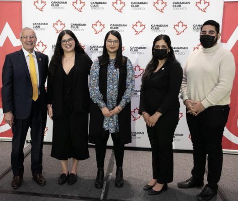 Gurveer Bains with fellow participants at the Canadian Club Toronto event with Hon. Victor Fedeli